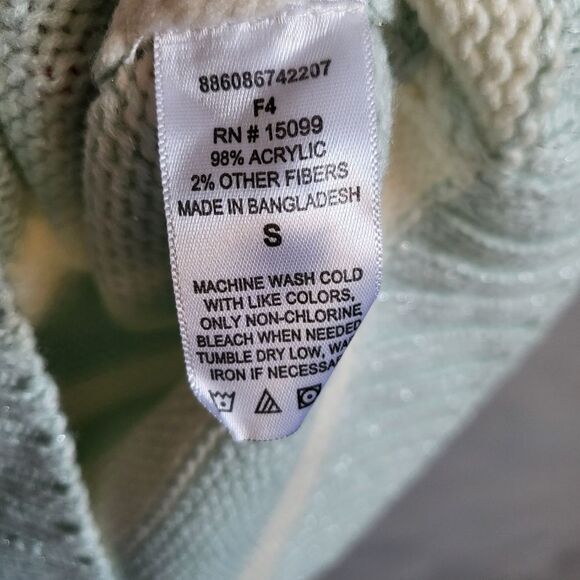 Bongo Fold-Over Cowl Neck Striped Tunic Sweater Icy Blue Shimmer Small NWOT - Picture 8 of 8